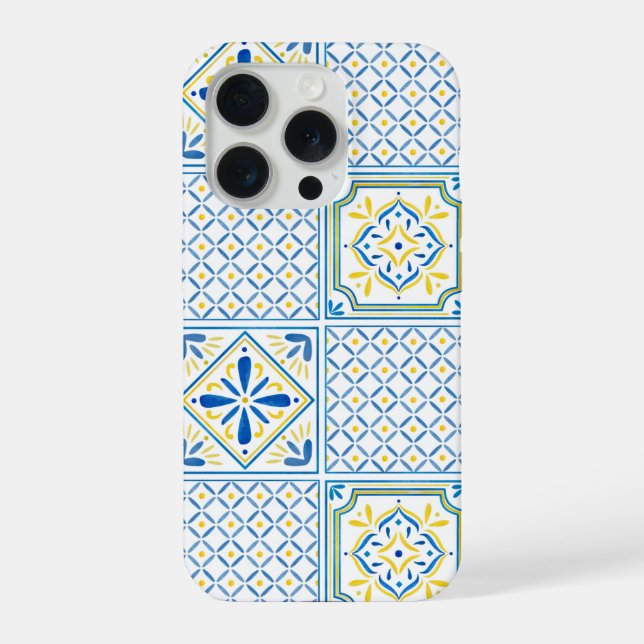 Azulejo Italiano Mediterrâneo Azul e Amarelo (Verso)