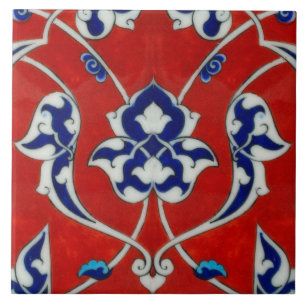 azulejo iznik em cores vermelhas