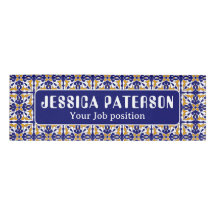 Azulejo marroquino Blue Yellow Vintage Bohemian Pa