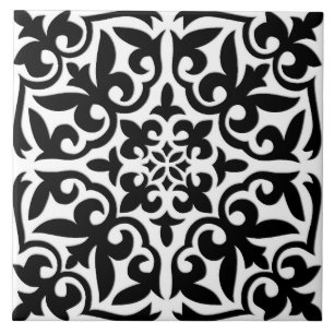 Azulejo marroquino - branco com fundo preto