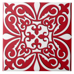 Azulejo marroquino - obscuridade - vermelho e