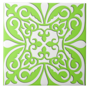 Azulejo marroquino - verde limão e branco