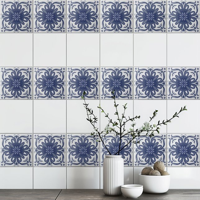 Azulejo Mediterrâneo marinho Azul, Russo Branco (Criador carregado)