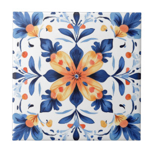Azulejo mexicano Talavera Hacienda Style Flower