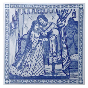 Azulejo Minton Cinderella Blue Victorian Repro c.