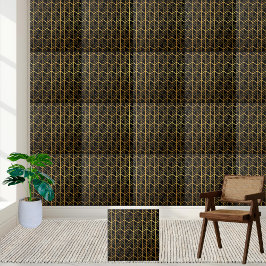 Azulejo na moda preto e Dourado de arte geométrica