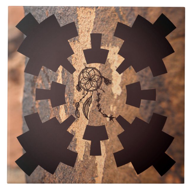 Azulejo Nativo Americano de Cerâmica do Petroglicp (Frente)