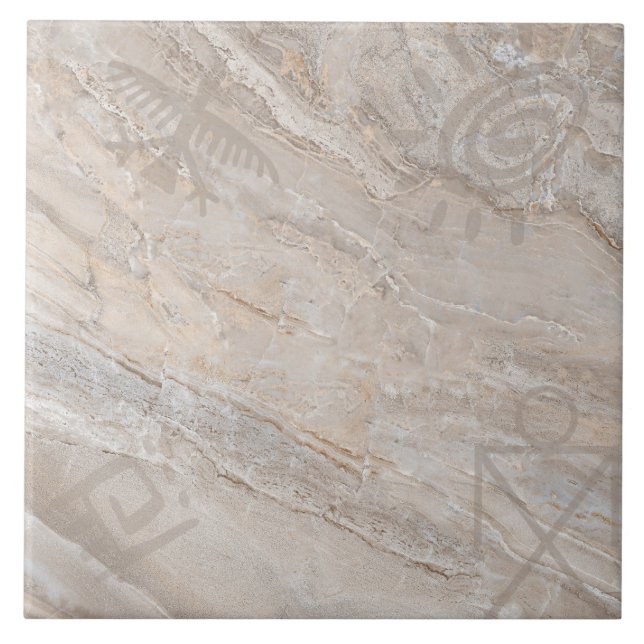 Azulejo Nativo Americano de Cerâmica do Petroglicp (Frente)