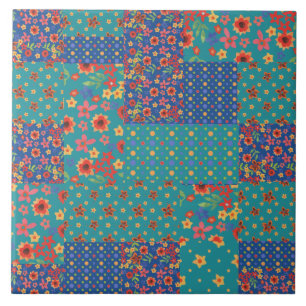 Azulejo nostálgico do teste padrão dos retalhos do