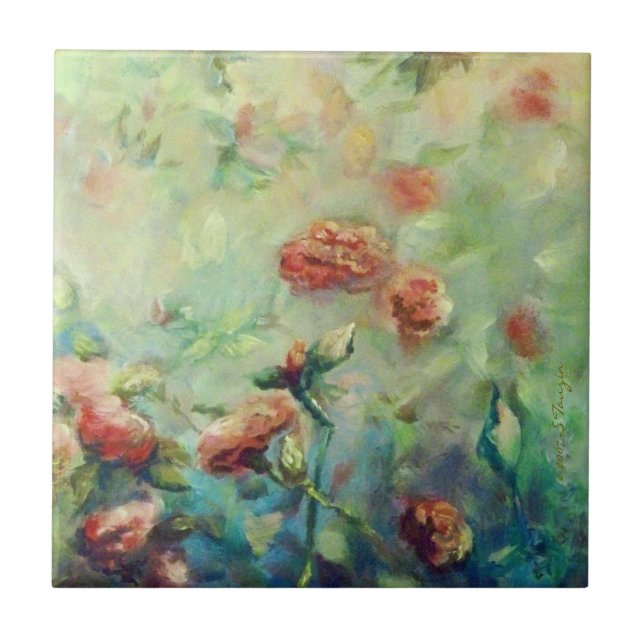 Azulejo pintado dos rosas (Frente)