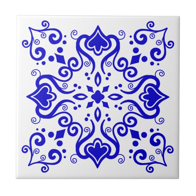 Azulejo Português Mediterrâneo Azul Branco A01 (Frente)