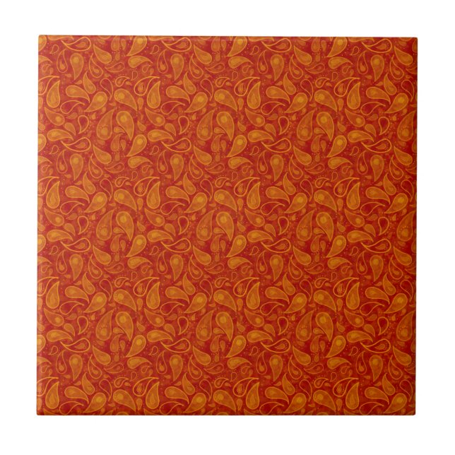 Azulejo Red Orange Paisley (Frente)