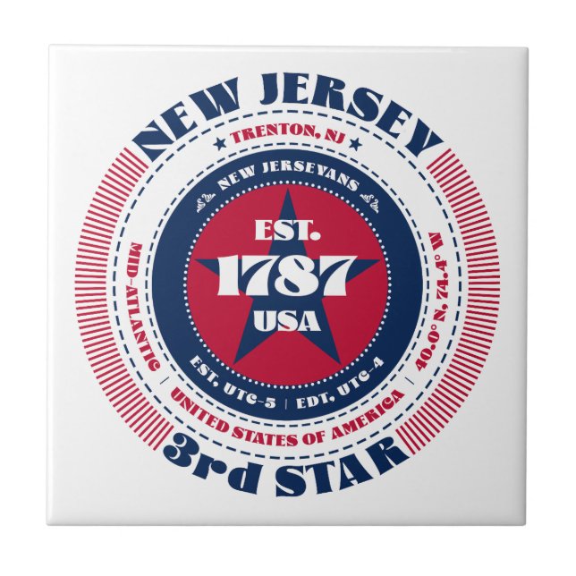 Azulejo Red, White e Blue New Jersey Cerâmica (Frente)
