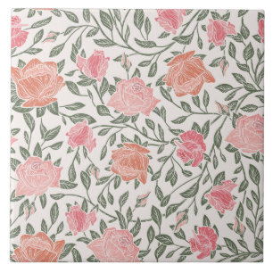 Azulejo Rosa de Design cor-de-rosa e coral 6x6