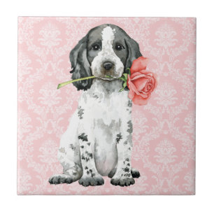 Azulejo Rosa Inglês Cocker Spaniel Cerâmica