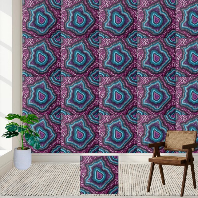 Azulejo Roxo-Vibrante e Geodo-Teal (Vibrant Purple and Teal Geode Tile)