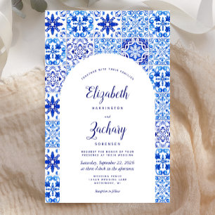 Azulejo Rustic Blue Arch - Convite de casamento po