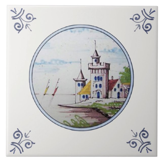 Azulejo Scenic Polychrome Repro Delft (1 de 6) (Frente)