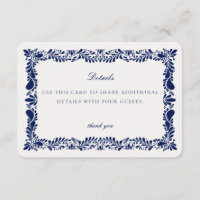 Azulejo Talavera Azul Detalhes Cartão de Convite