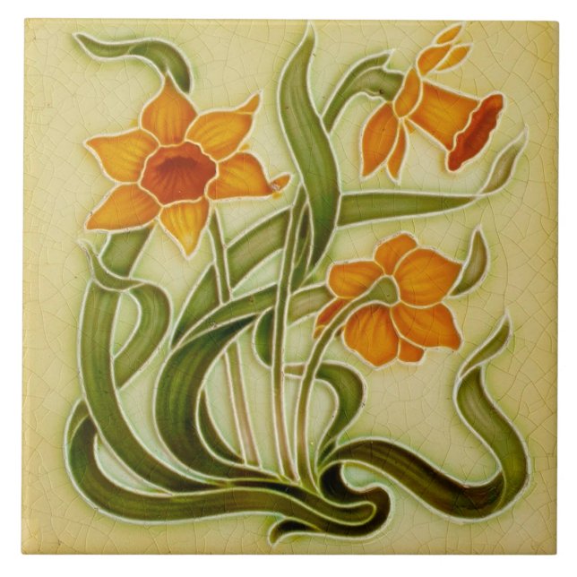Azulejo Tile art nouveau style decorative fireplac (Frente)
