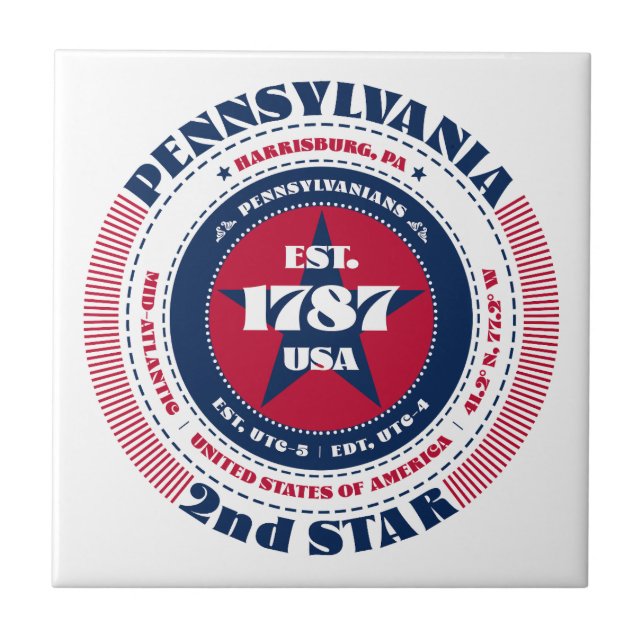 Azulejo vermelho, branco e azul da Pensilvânia Cer (Frente)