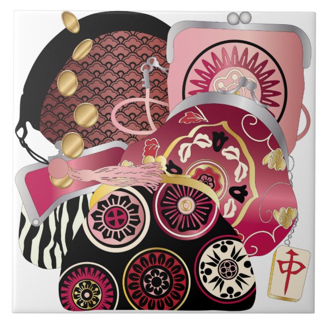Azulejo Vermelho Mah Jongg Purses (Frente)