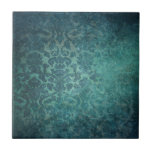 Azulejo Vintage Blue Damask<br><div class="desc">Design de damascos aflitos e sombreados ricos em azul profundo.</div>