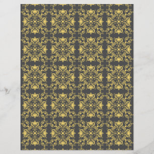 Azulejo Yellow Cinza Pattern A01b Scrapbook Paper