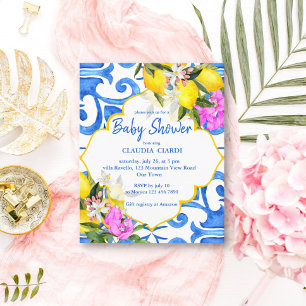 Azulejos azuis - chá de fraldas de limão