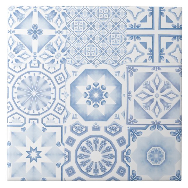 Azulejos azuis, mosaico, majolica, (Frente)