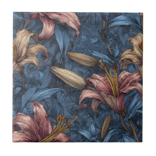 Azulejos Bold Vintage Lilies Para Interiores Acon