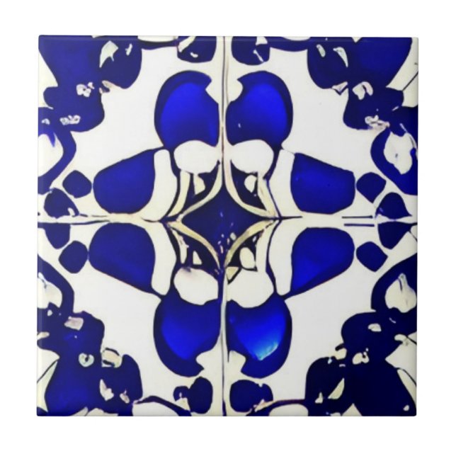 Azulejos — branco azul — indigo — arte geométrica (Frente)