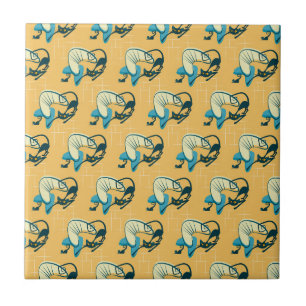 Azulejos Cerâmicos de Gatinho Atômico de Meados do