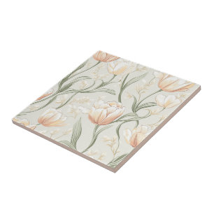 Azulejos Cerâmicos De Tulipas De Cozinha Negra Par