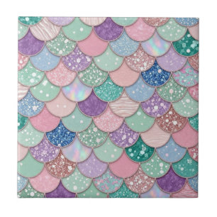 Azulejos Cerâmicos Escamas de Sereia Pastel