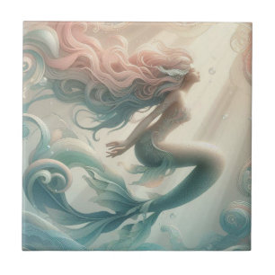 Azulejos Cerâmicos Pastel de Sereia com Efeito 3D 