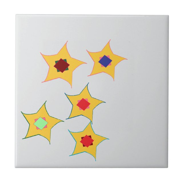 azulejos cerâmicos projetados estrelas quadradas (Frente)