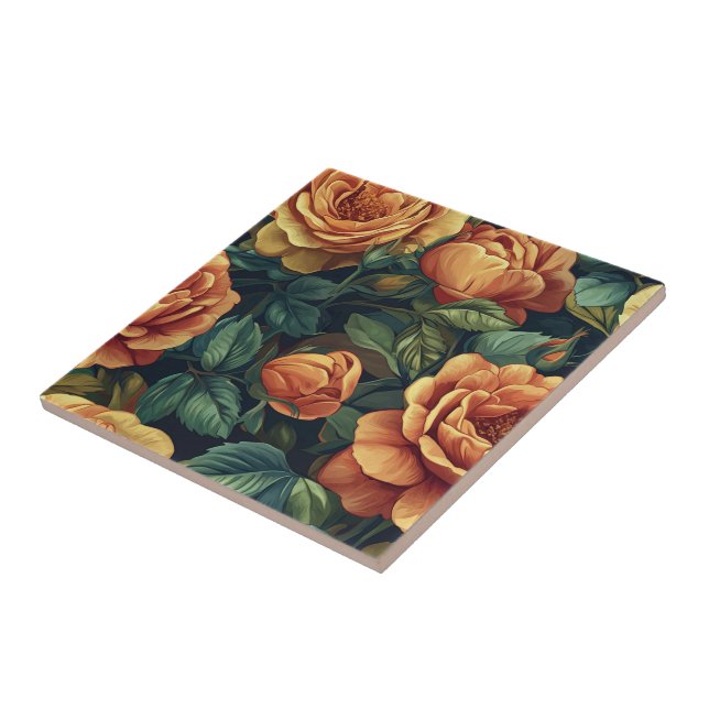 Azulejos Clássicos De Flor Rosa Para Espaços Vivos (Lateral)