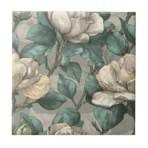 Azulejos Clássicos de Jardins Retrô para Espaço de