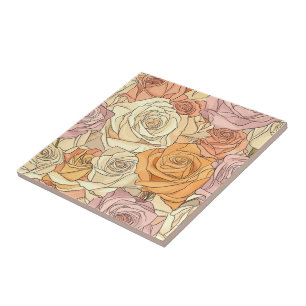 Azulejos Clássicos De Rosa cerâmica De Mosaico Par