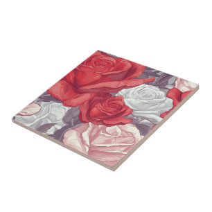Azulejos Coloridos De Rosa De Arte Nouveau Para Mu
