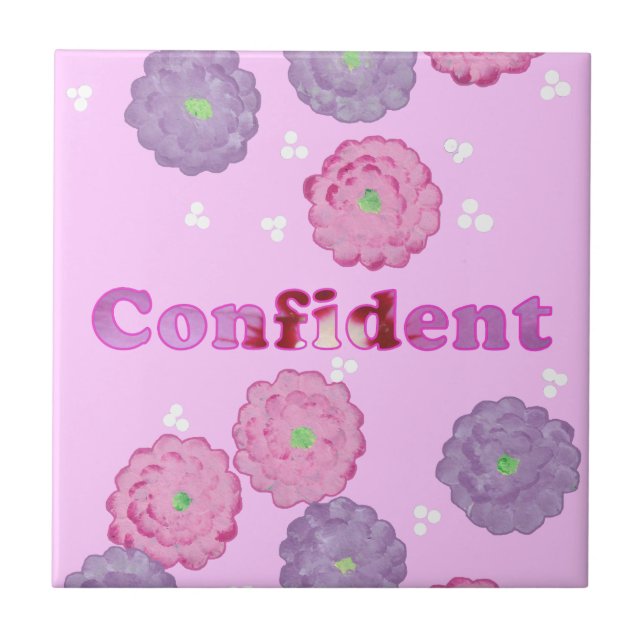 Azulejos de Afirmação Rosa Floral Confiante (Frente)