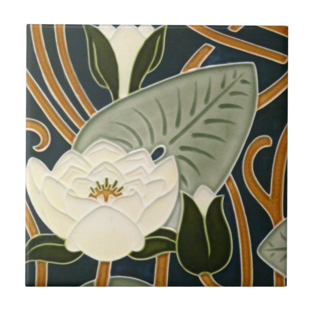 Azulejos de Art Nouveau - Flor de Água Branca (Frente)