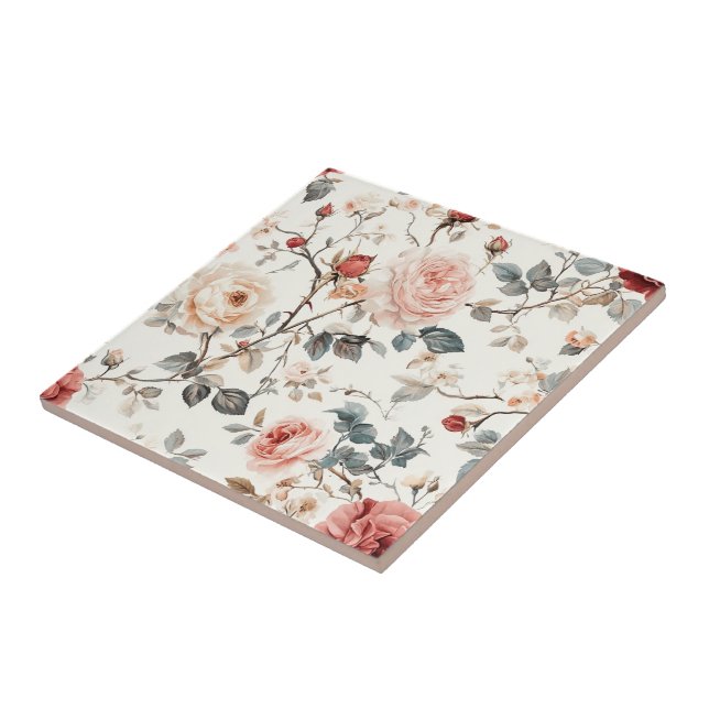 Azulejos De Cerâmica De Rosa Floral Cura Para Chão (Lateral)