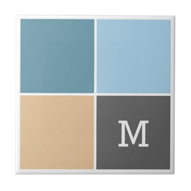 Azulejos de cerâmica personalizados de monograma (Frente)