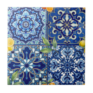 Azulejos de Citrino em Majólica Azul