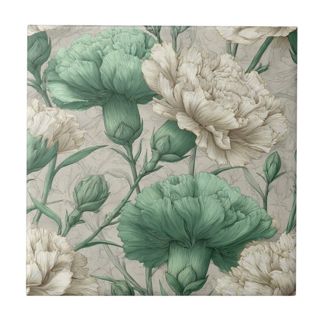 Azulejos de Cravos Vintage Elegantes Para Espaço d (Frente)