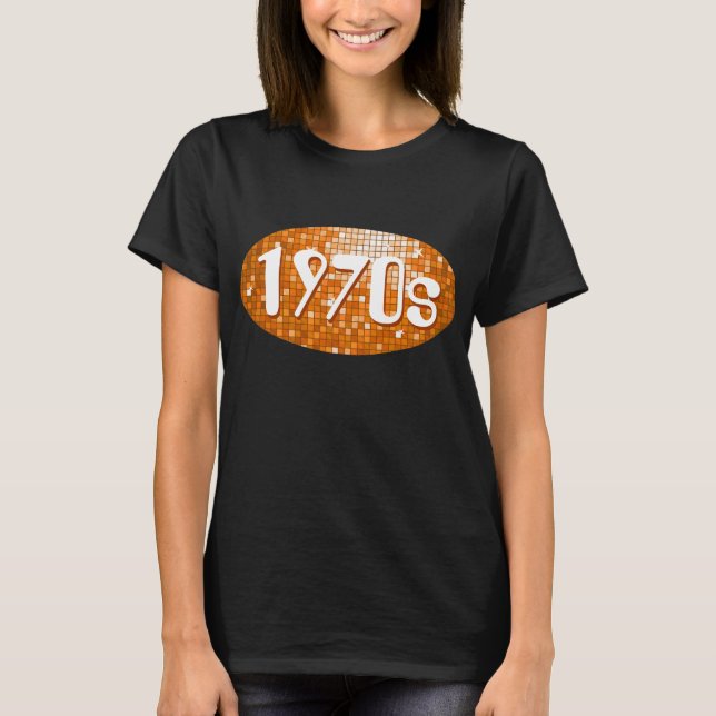 Azulejos de Disco Camisa laranja "1970" preto (Frente)