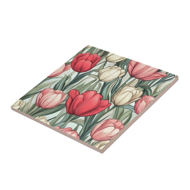 Azulejos De Flor Clássico Tulip Para Interiores Co (Lateral)