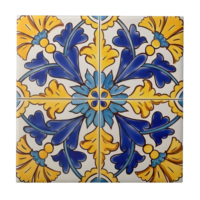 azulejos de flores verdes amarelas da tuscana (Frente)